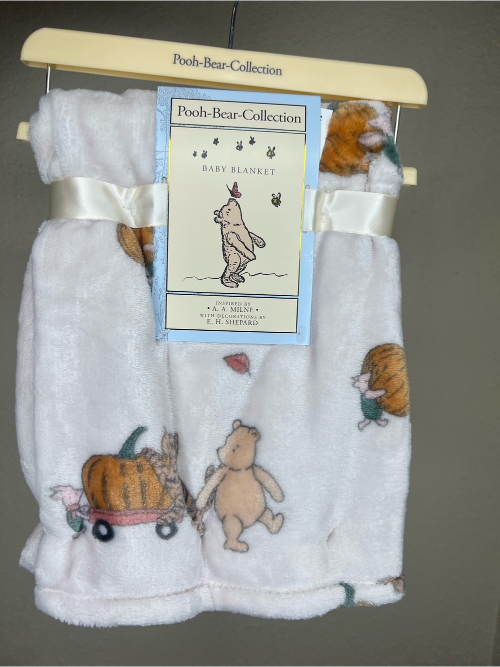 NEW Pooh Bear Collection Winnie the Pooh Large Pumpkin Fall Baby Blanket